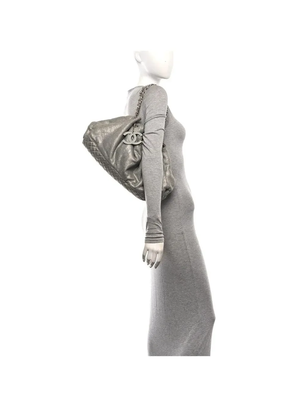 Chanel Jersey Melrose Cabas Grey #329530C10B